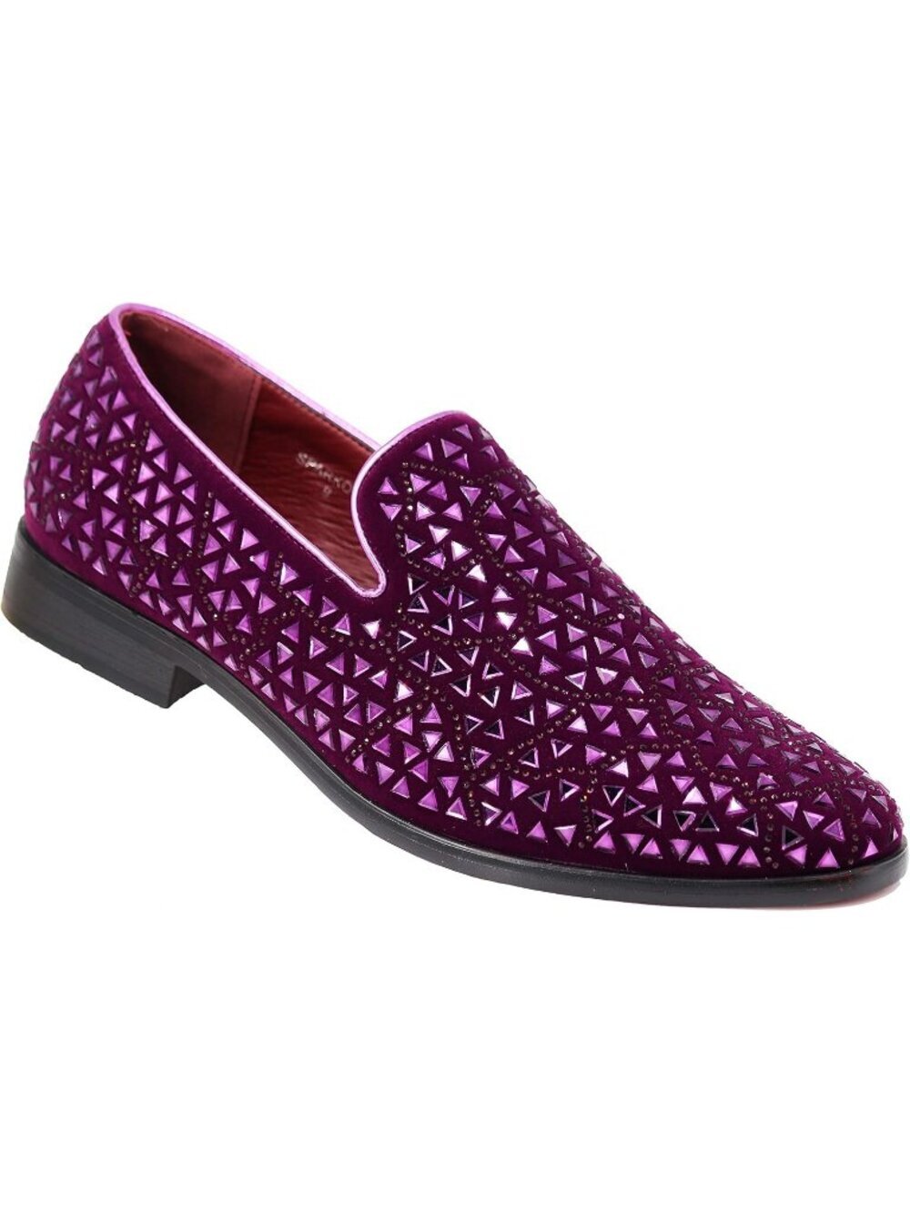 Enzo Romeo Men's Purple Rubber Sole Rhinestone Sparkling Suede Loafer Prom Shoes
